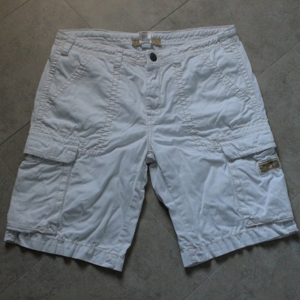 True Religion White Cargo Shorts 38